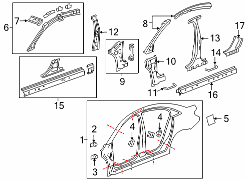 2015 Chevy Cruze Center Pillar & Rocker, Hinge Pillar, Uniside Diagram
