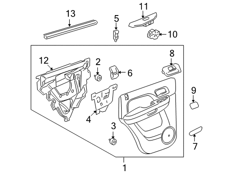 2012 GMC Yukon Interior Trim - Rear Door Diagram