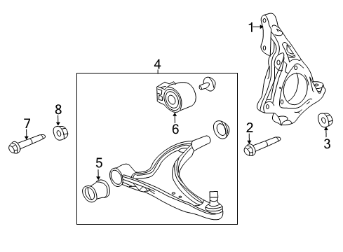 2019 Chevy Impala Front Suspension Components, Lower Control Arm, Stabilizer Bar Diagram