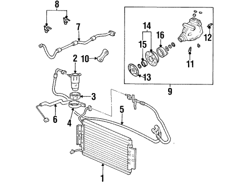 1999 Oldsmobile Cutlass A/C Condenser, Compressor & Lines Diagram