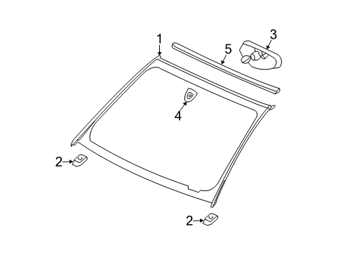 2007 Chevy Equinox Windshield Glass, Reveal Moldings Diagram