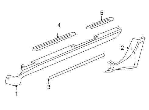 2003 Chevy Trailblazer EXT Rocker Molding, Driver Side Diagram for 15190302
