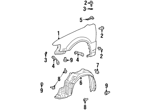 2002 Chevy Prizm Fender Liner Diagram for 94857074