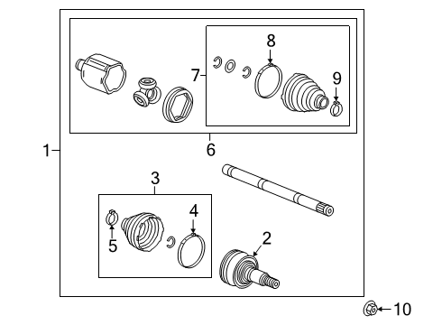 2019 Chevy Silverado 1500 LD Axle Components - Front Diagram