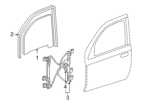 2005 Buick Rainier Front Door - Glass & Hardware Diagram