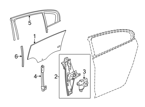 2016 Buick LaCrosse Rear Door - Glass & Hardware Diagram