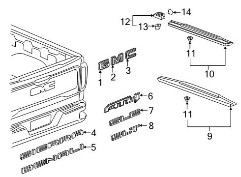 2021 GMC Sierra 1500 Exterior Trim - Pick Up Box Diagram