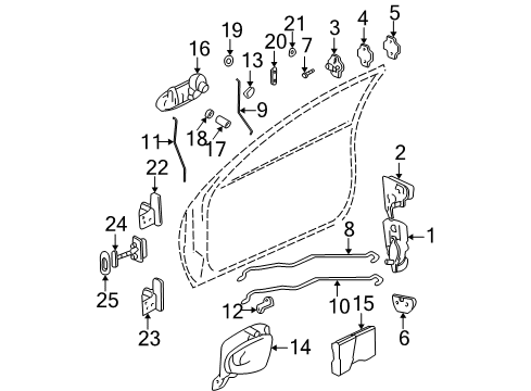 2004 Oldsmobile Alero Front Door - Lock & Hardware Diagram