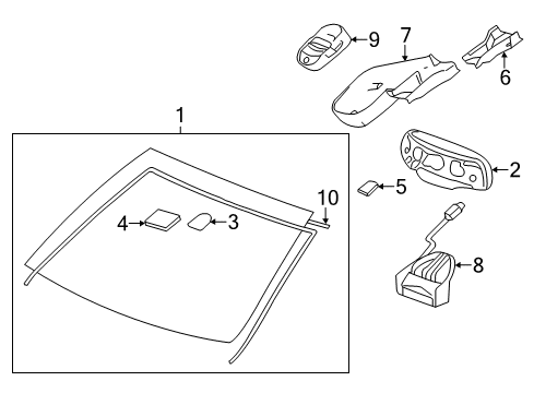 2011 Cadillac CTS Windshield Glass, Reveal Moldings Diagram