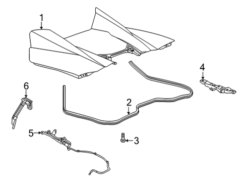 2021 Chevy Corvette Engine Lid & Components Diagram