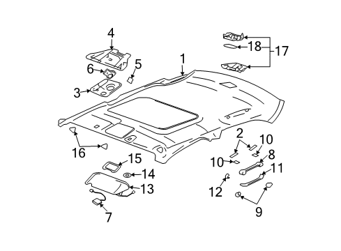 2003 Cadillac CTS Interior Trim - Roof Diagram