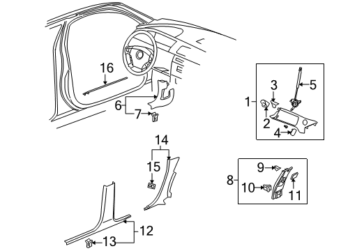 2007 Buick LaCrosse Interior Trim - Pillars, Rocker & Floor Diagram