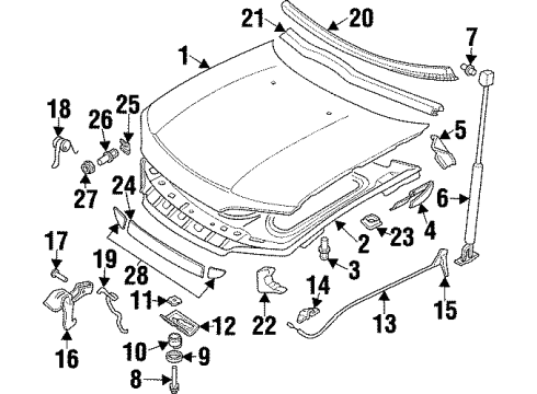 2000 Cadillac Catera Hood & Components, Exterior Trim Diagram
