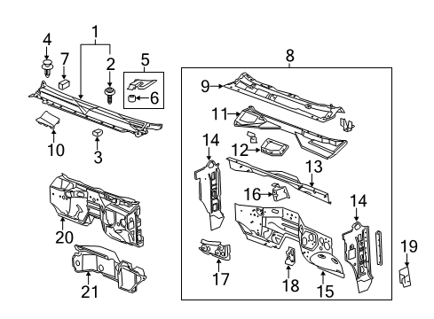 2012 GMC Sierra 2500 HD Cab Cowl Diagram