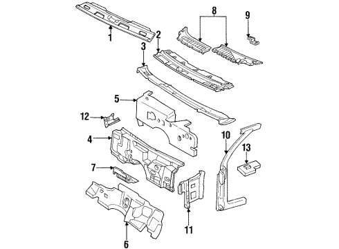 1993 Cadillac Fleetwood Support Brace, Driver Side Diagram for 10142957