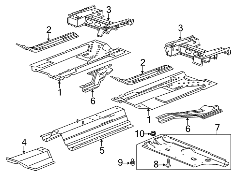 2015 Buick Verano Pillars, Rocker & Floor - Floor & Rails Diagram