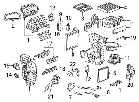 2013 Chevy Spark A/C Evaporator & Heater Components Diagram