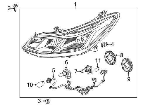 2018 Chevy Cruze Headlamp Assembly, Front Driver Side Diagram for 42680785