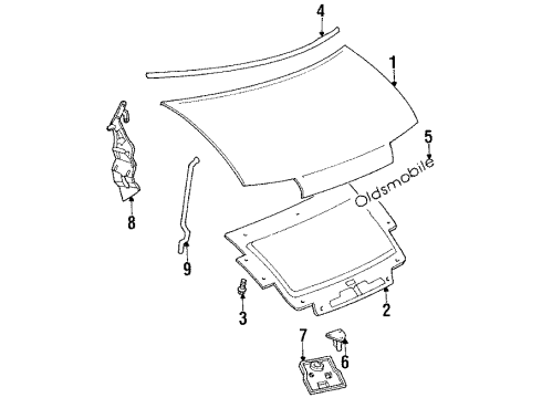 1995 Oldsmobile Silhouette Hood & Components Diagram