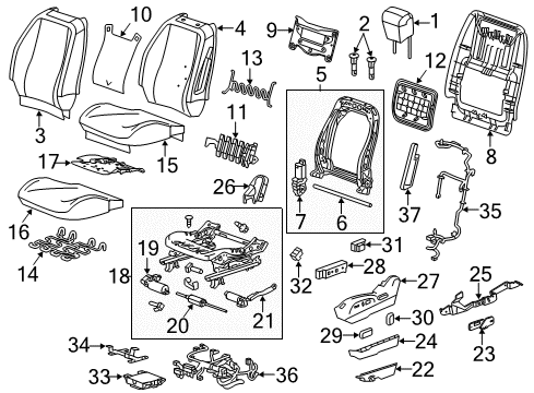 2015 Chevy Equinox Driver Seat Components Diagram