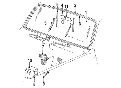 1986 Chevy C30 Windshield Glass, Wiper & Washer Components, Reveal Moldings Diagram