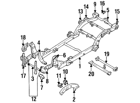 1998 Chevy Tracker Mount Bracket, Driver Side Diagram for 30000329