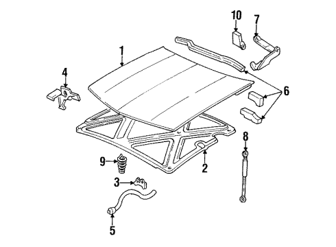 1997 Oldsmobile 88 Hood & Components Diagram