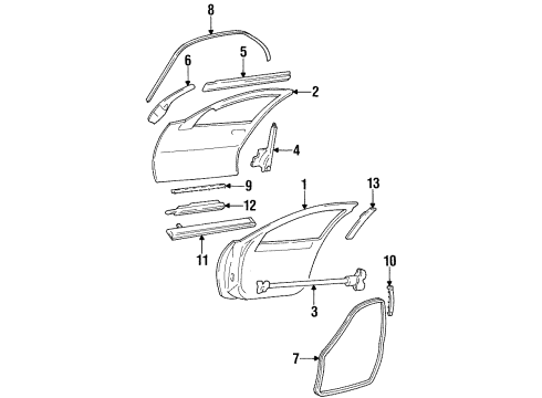 1996 Chevy Lumina Front Door & Components, Exterior Trim Diagram