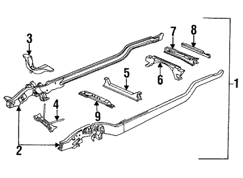 1993 Chevy C2500 Suburban Crossmember, Rear Diagram for 15659303