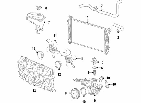 2017 Chevy Suburban Cooling System, Radiator, Water Pump, Cooling Fan Diagram