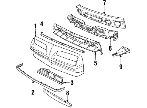 1985 Pontiac J2000 Sunbird Emblem, Front Diagram for 10014201