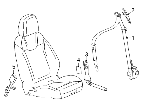 2024 Cadillac XT4 Front Seat Belts Diagram