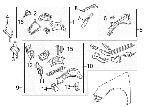 2015 Buick Regal Structural Components & Rails Diagram