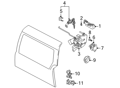 2000 Chevy Tracker Lift Gate - Lock & Hardware Diagram