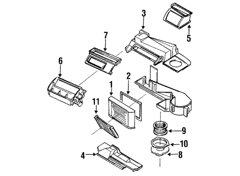 1988 Oldsmobile Cutlass Supreme A/C Evaporator & Heater Components Diagram