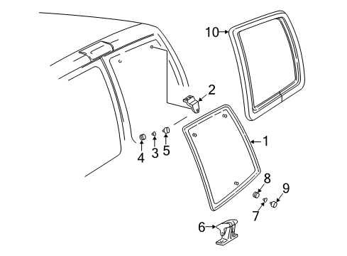 2007 Chevy Express 3500 Back Door - Glass & Hardware Diagram