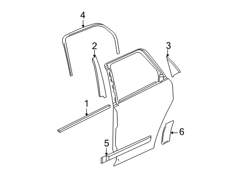 2007 Chevy Equinox Exterior Trim - Rear Door Diagram