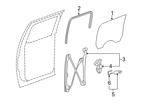 2012 GMC Sierra 2500 HD Rear Door - Glass & Hardware Diagram