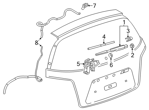 2014 Chevy Sonic Lift Gate - Wiper & Washer Components Diagram
