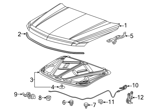 2015 Chevy Tahoe Hood & Components Diagram