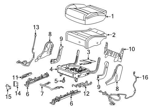 2022 Cadillac XT6 Second Row Seats Diagram