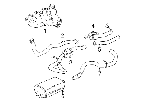 2001 GMC Sierra 3500 Exhaust Components, Exhaust Manifold Diagram