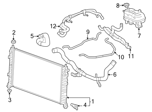 2023 Cadillac Escalade ESV Radiator & Components Diagram