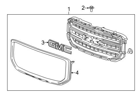 2017 GMC Yukon Grille & Components Diagram