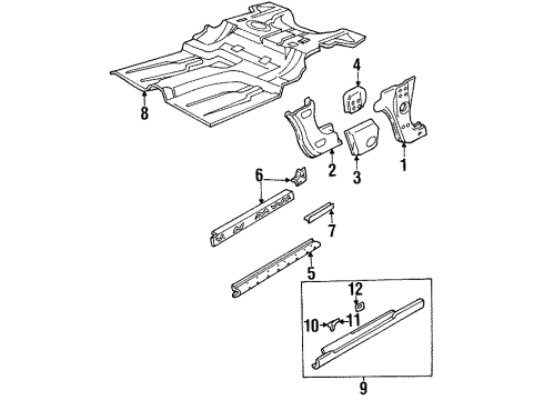 1997 Buick Riviera Hinge Pillar, Rocker Panel, Exterior Trim, Floor Diagram