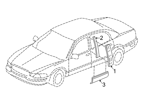 2003 Buick Park Avenue Exterior Trim - Rear Door Diagram