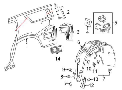 2019 Chevy Traverse Quarter Panel & Components Diagram