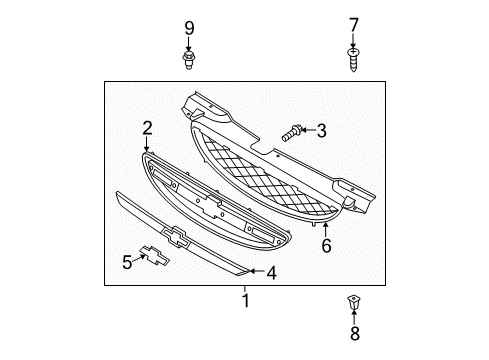 2006 Chevy Aveo Grille & Components Diagram
