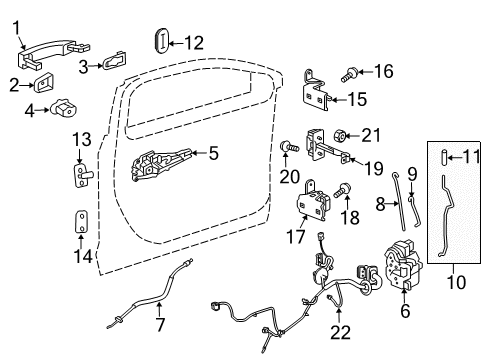 2014 Chevy Malibu Front Door - Lock & Hardware Diagram