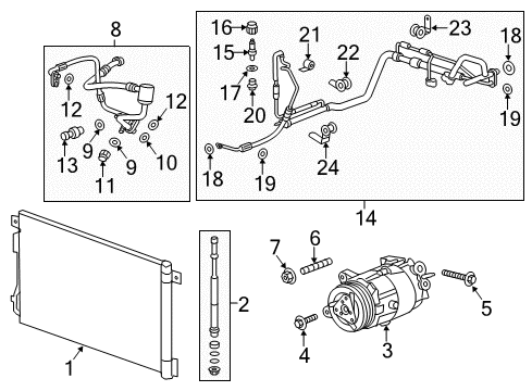 2013 GMC Acadia A/C Condenser, Compressor & Lines Diagram